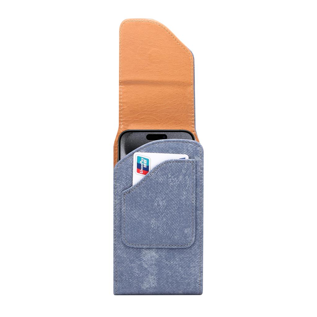 7.2 inch Phone Case Holster for Huawei Mate 40 Lite/Mate 20 X/Xiaomi Mi Max,Jeans Cloth Texture Belt Clip Leather Bag with Card Slot