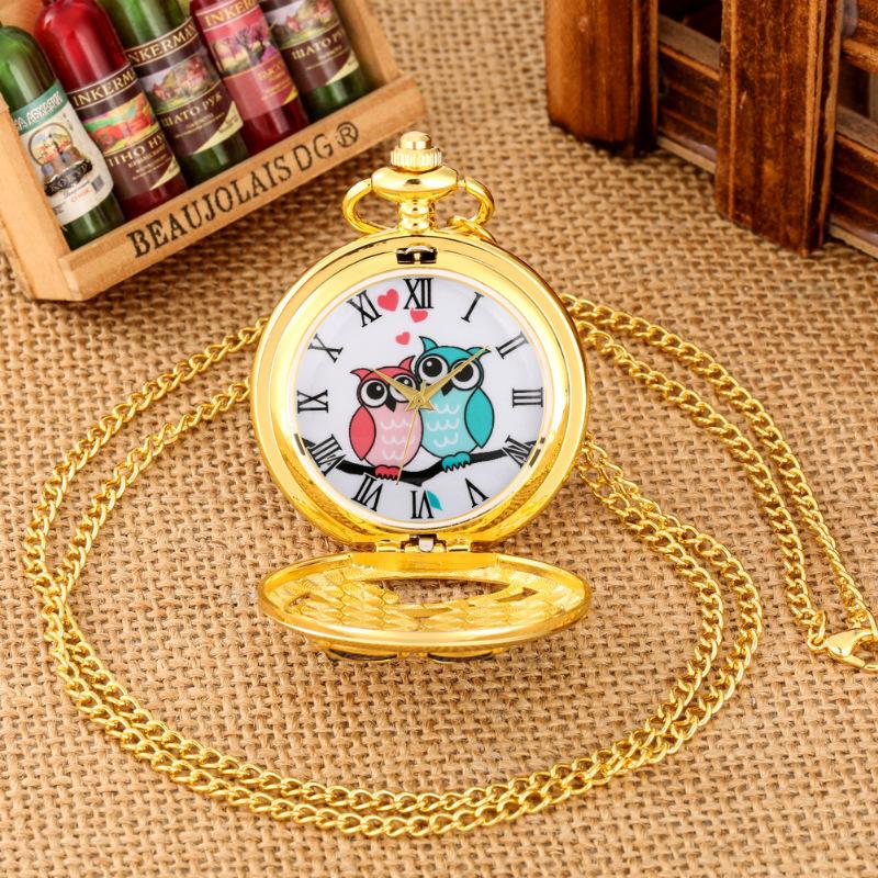 Strass Eule Taschenuhr Vintage Herren Damen Quarzuhren Accessoires Weihnachtsgeschenke