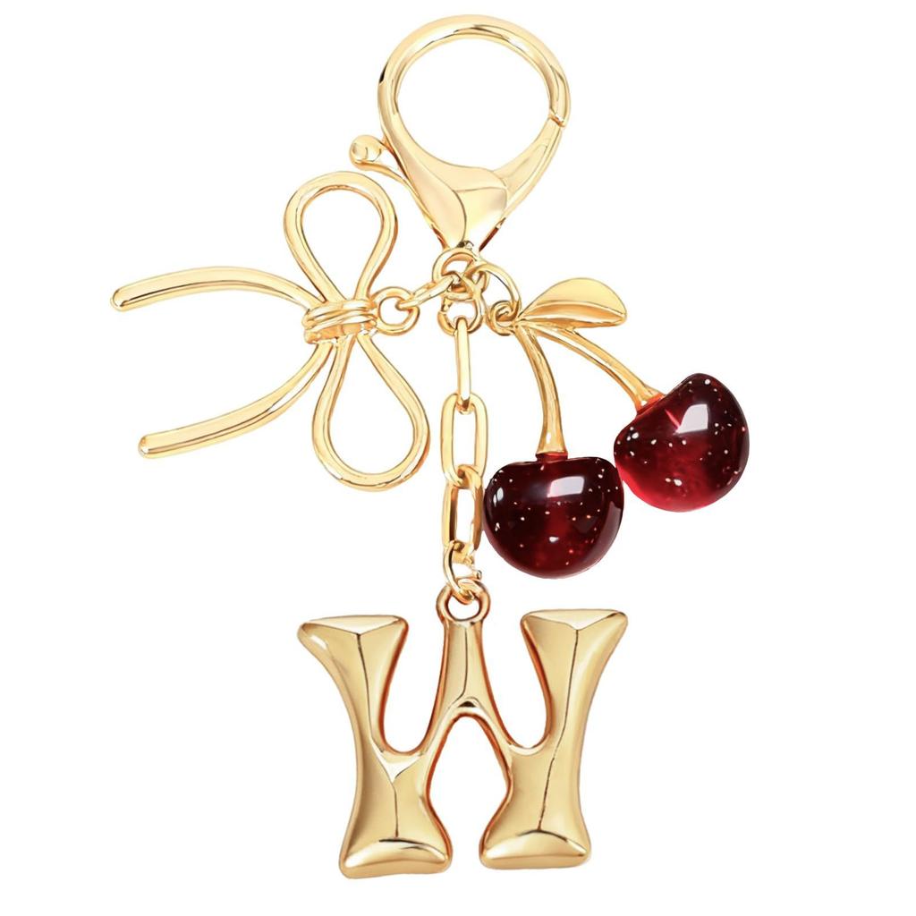 Bubble 26 English Alphabet Bow Cherry Keychain Creative Couple Bag Pendant Pendant