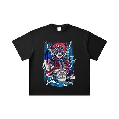 260 GSM Double Yarn 32 Count 100% Cotton Demon Slayer V79 Akaza Print Unisex Heavy Cotton T Shirt
