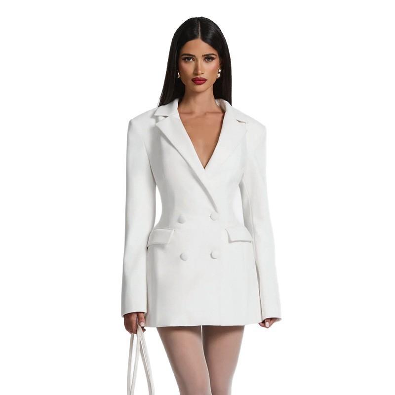 Elegant Deep V Neck Long Sleeve Dress With Highdensity Milk Silk For Business And Office Wear