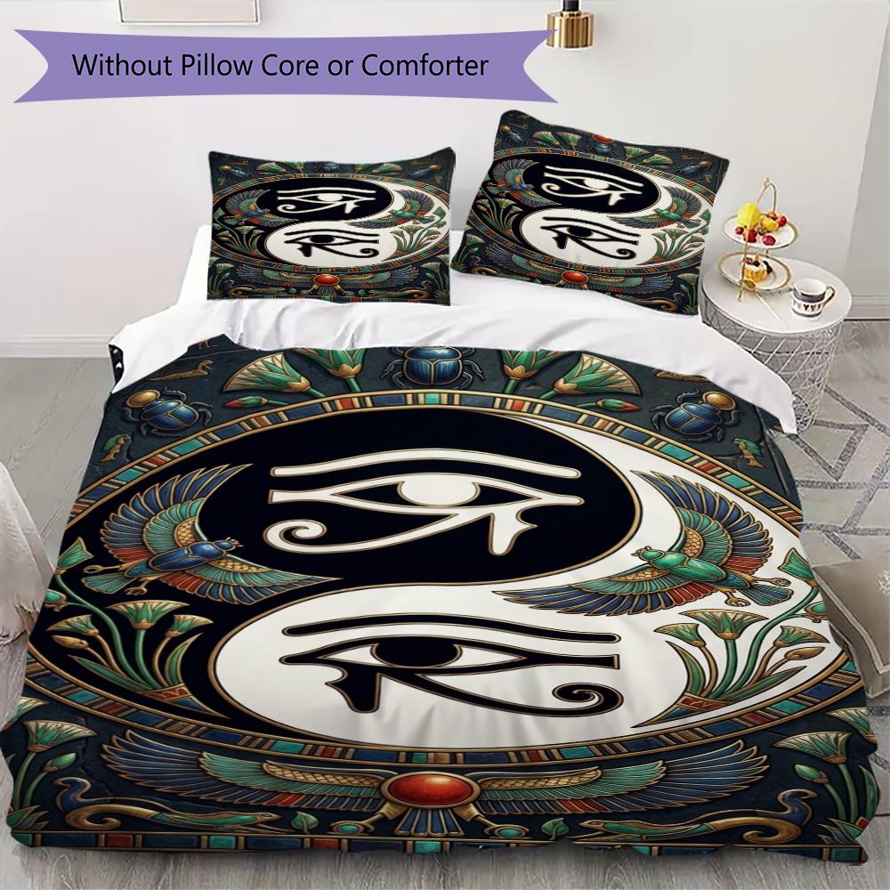 The Eye of Horus Pattern Bedding Uilt Set Uilt Cover Pillowcase Home Decoration Birthday Gift (1 * Duvet Cover + 2 * Pillowcase Without Core)109