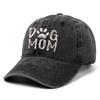 Men's Pure Cotton Distressed Sun Hat with "DOGDADDOGMOM" Embroidery - Large Brim Baseball Cap