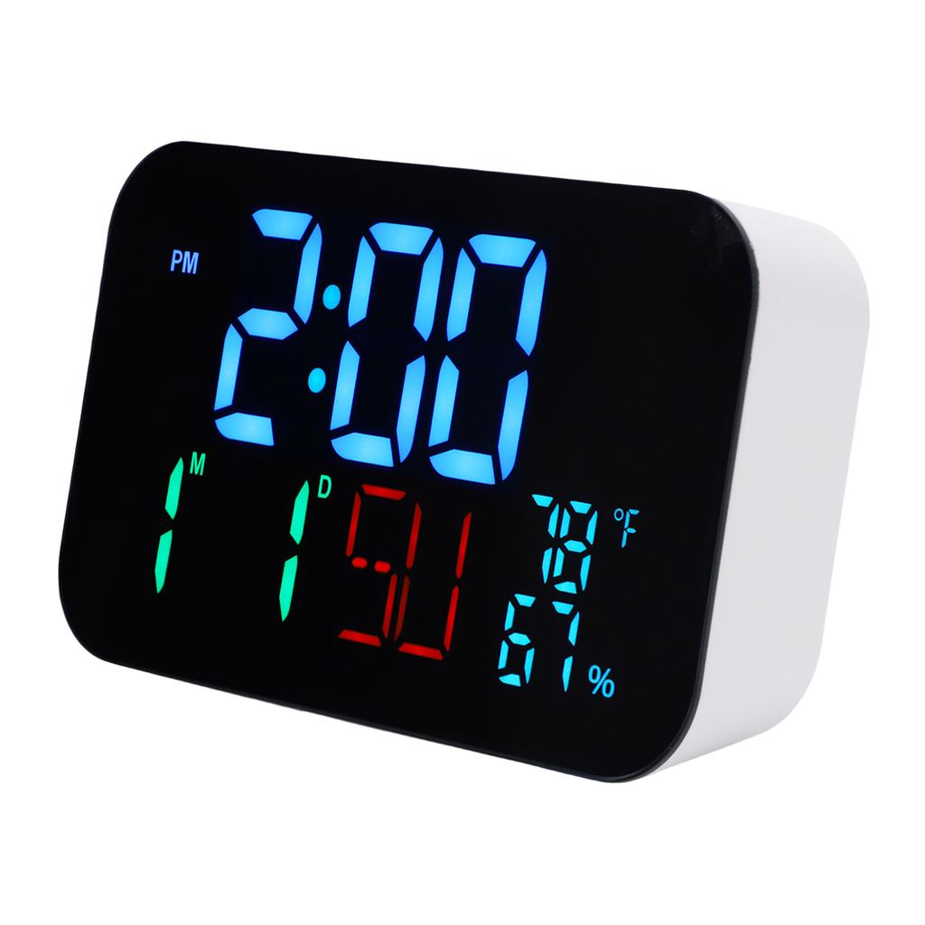 WiFi Smart Clock Thermometer Humidity Digital Clock   Alarm Date Day Compatible with   Smart App Remote Control Large Display Brightn