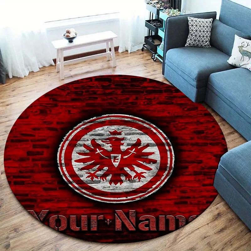 Eintracht Frankfurt Custom Name Round Area Rug,Carpet Rug for Living Room Bedroom Sofa Playroom Decor,Non-slip Floor Mat