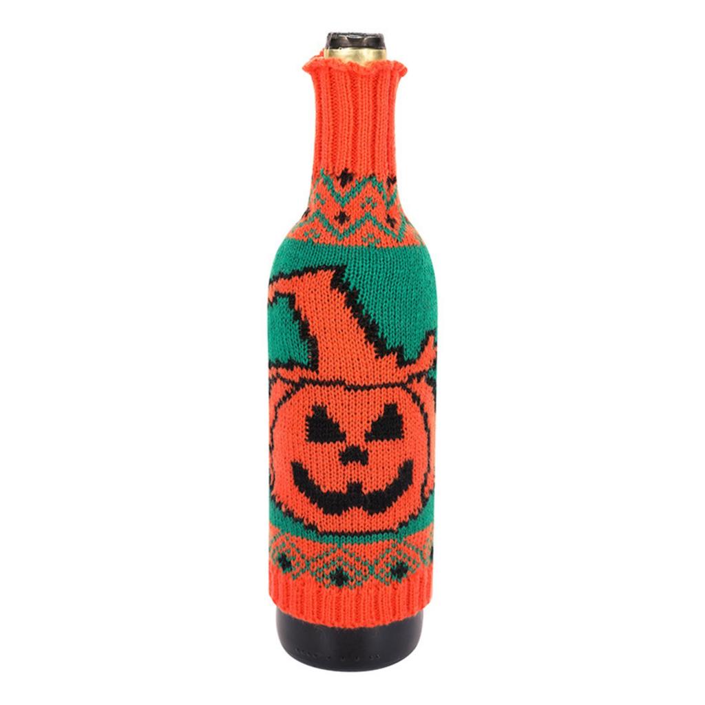 Halloween Decorations Christmas Knitted Pumpkin Wine Bottle Cover Red Wine Cover Restaurant Layout Decoration Wine Bottle Clothes Cover
