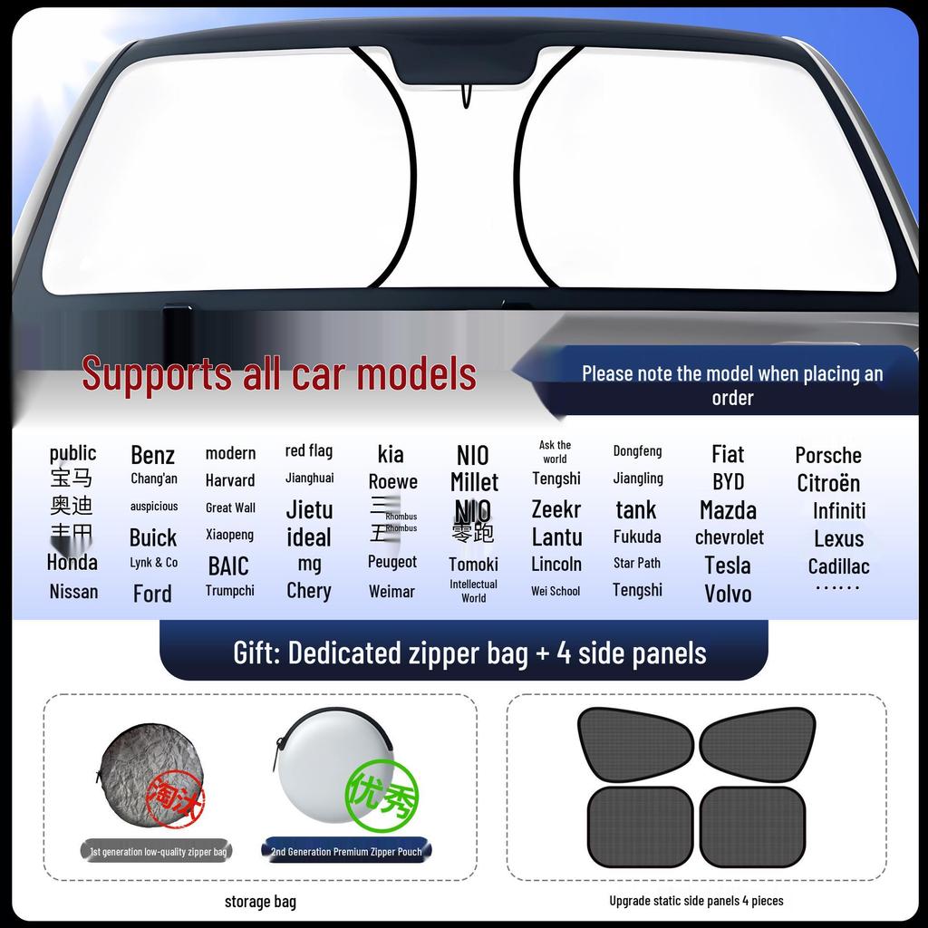 Thickened Car Sunshade: Front Windshield Sun Protector & Blackout Curtain