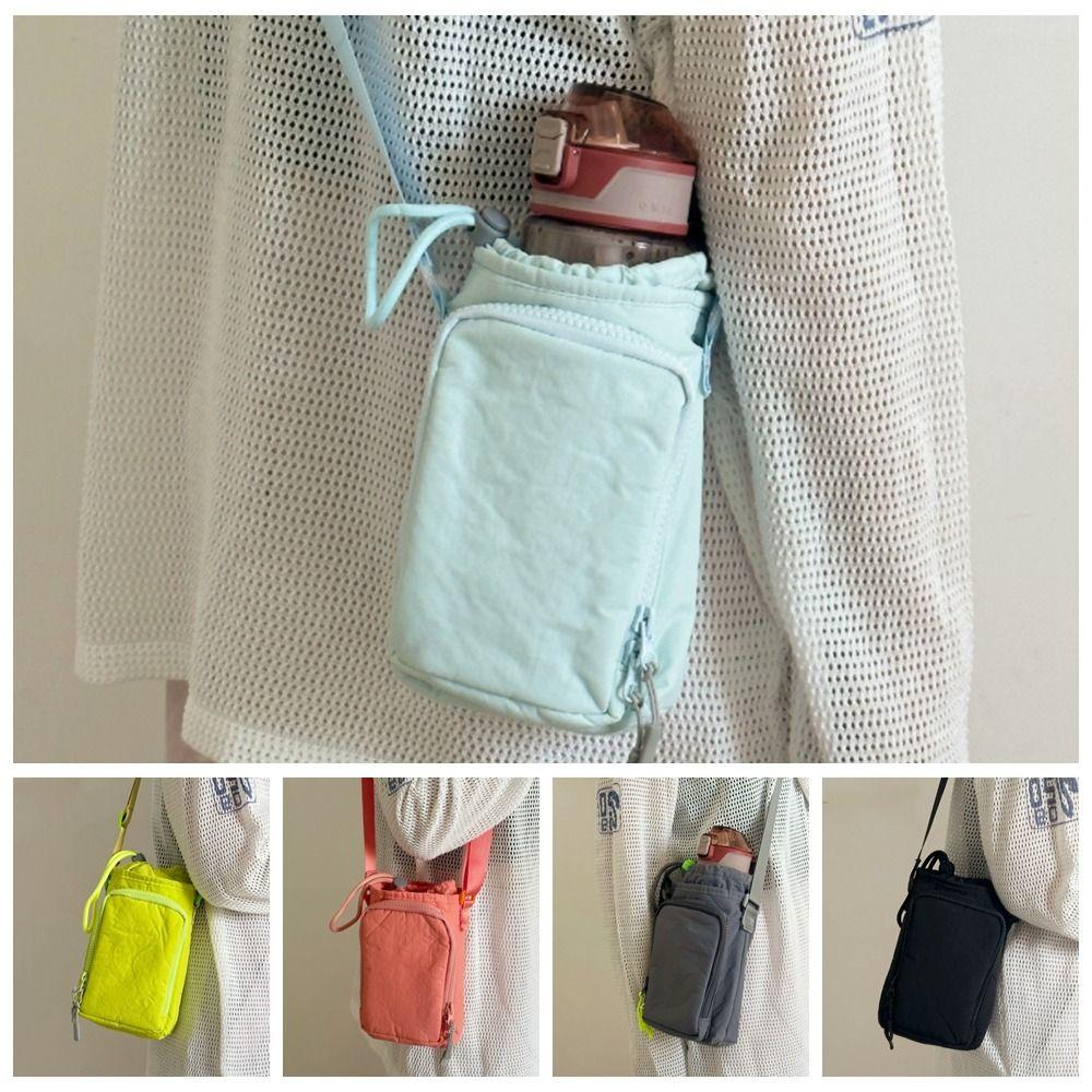 

Korean Style Drawstring Bag Purse Water Cup Bag Fashionable Nylon Shoulder Bag Girls рожевий