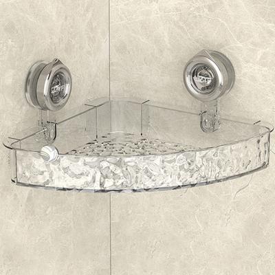 Wall Mounted Organizer Shelf Glacier Pattern No Drill Clear Wall Caddy Multifunctional Suction Shower Caddy for Bathroom Kitchen