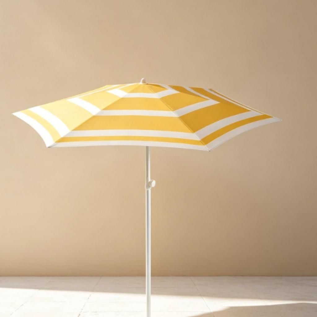 Striped Patio Umbrella with Six Ribs Protection for Courtyard