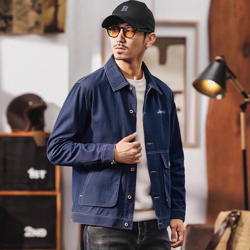 Jeep Men's Fashion Big Pocket Denim Jacket