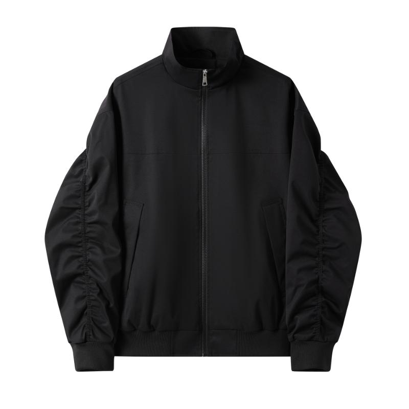 Pánská nová neformální bunda v americkém stylu Jaro Podzim Jednobarevná Trendy Retro Pracovní Pilotní bunda se stojáčkem