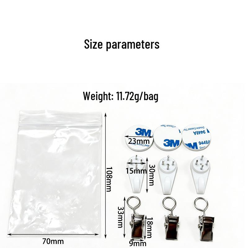 Cross-border Picture Frame Hook & Small Curtain Clip with Round Adhesive Invisible Nail