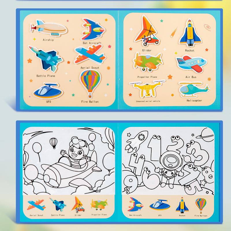 Magic Water Painting Book Graffiti Repeated Painting Quiet Book Fountain Pen Tear Water Coloring Baby Painting Book Water Painting Album