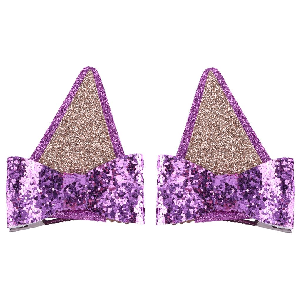2Pcs Dog Ears Hair Bow Clips for Kids Glitter Blue Hair Bows for Toddler Girls Birthday Costume Party Favor Hair Accessories