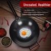 Zhangqiu Hand-Hammered Uncoated Non-Stick Wrought Iron Stir-Fry Wok with Spatula