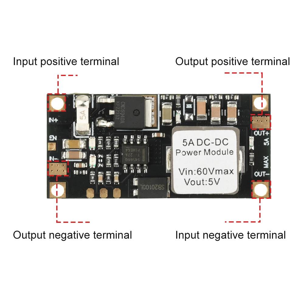 High-Power 5A DC-DC Step-down Module 6.5V-60V to 5V/12V Buck Module with Stable Output And High Conversion Rate for Electronics