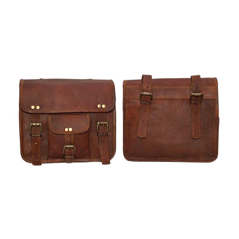 Handmade Leather Motorcycle Saddle Bags Vintage Bike Panniers