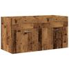 Washbasin Cabinet with Built In Basin Rustic Wood Effect