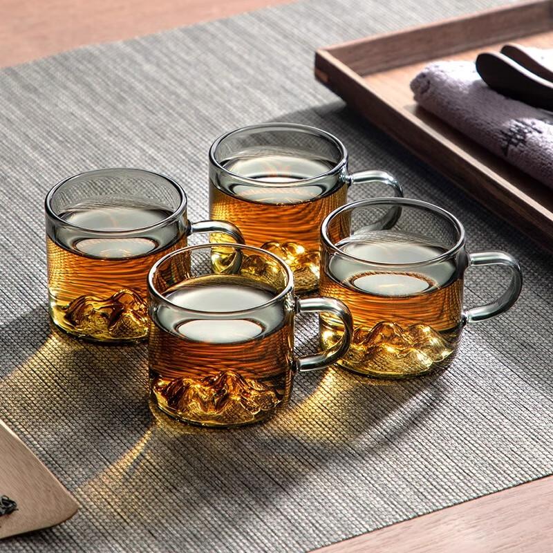 GIANXI High Borosilicate Glass Cup Thickened High Temperature Bottom Guanshan Design With Handle Small Tea Cup Kung Fu Tea Set