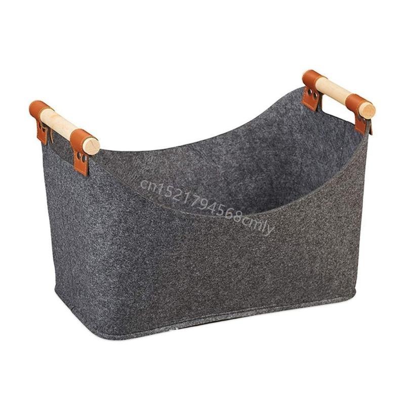 Spacious Gray Felt Woods Bag Durable Firewood Holder For Home And Camping Use 6XDE