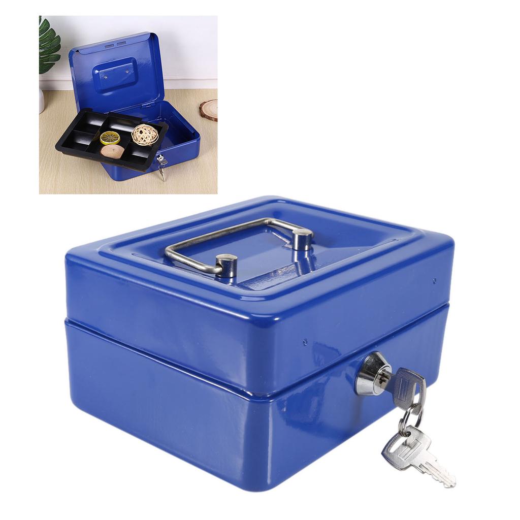 Portable Safe Box with 2 Key Fireproof Anti Theft Multipurpose Security Case Lock Box for Documents Jewelry