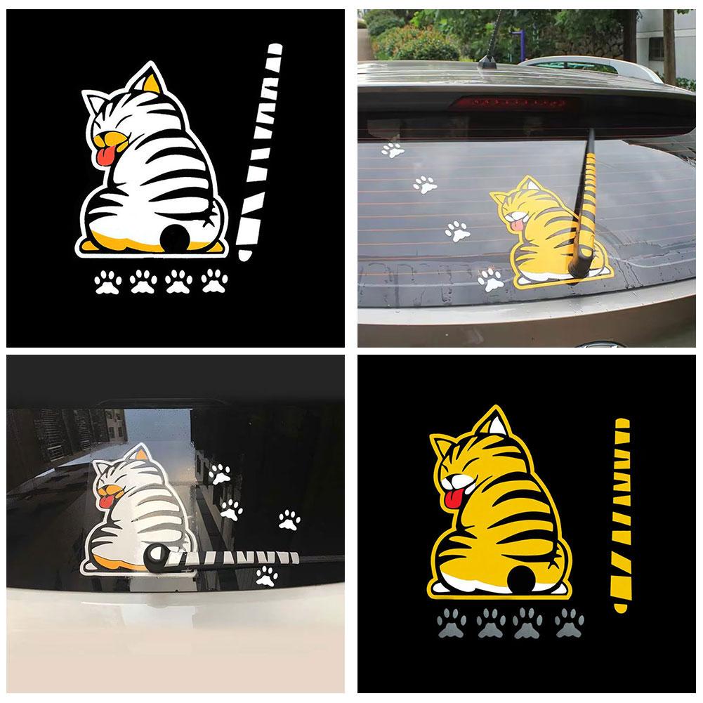 Divertente Gatto Riflettente 3D Coda Zampe Mobili Adesivo Tergicristallo Auto Parabrezza Impermeabile Adesivi Auto Con Coda Mobile