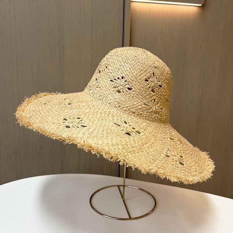 Ins Hollow Lafite Straw Hat Women's Summer Big Brim Sunshade Sunscreen Hat Seaside Resort Beach Photo Sun Hat