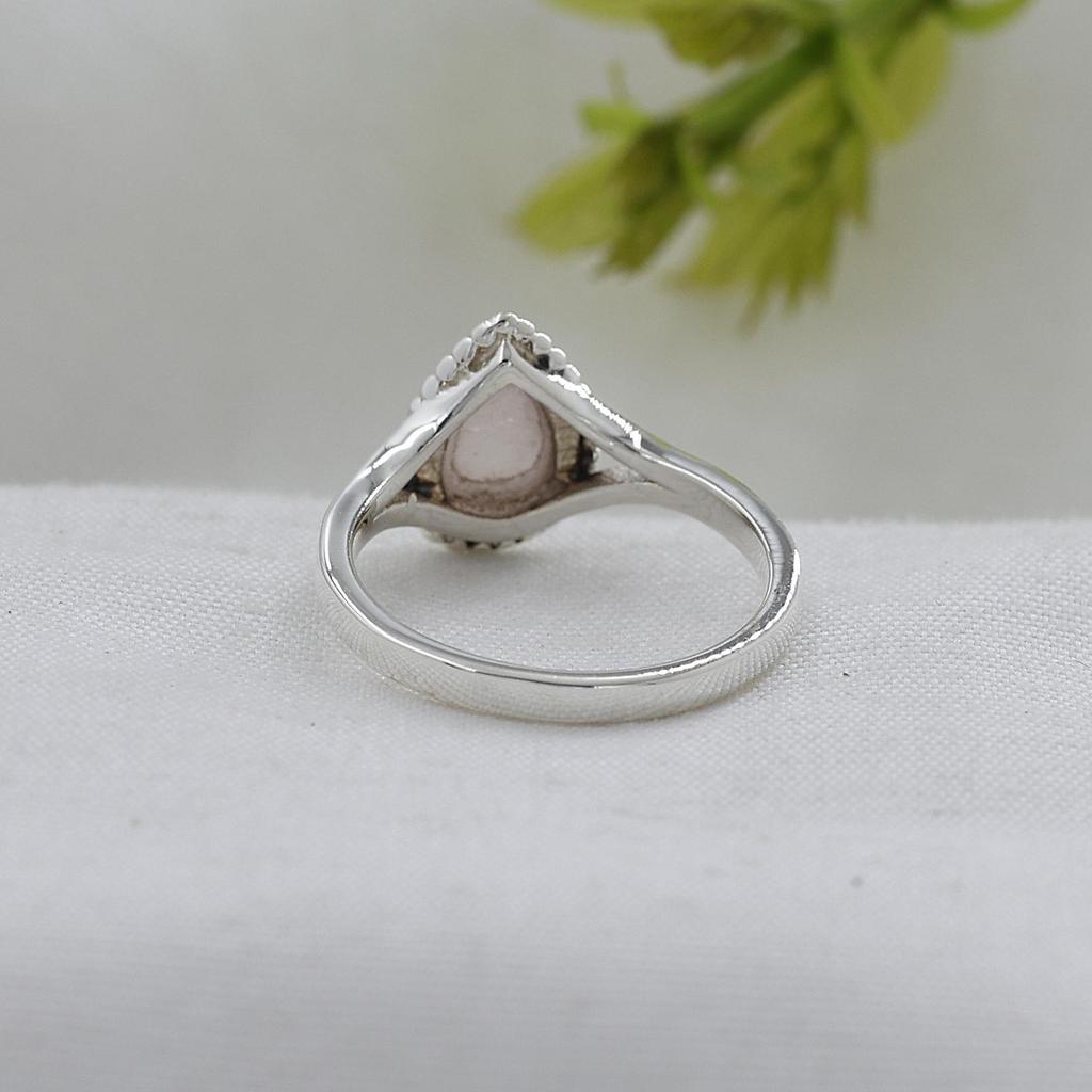 Rose Quartz Gemstone Women Silver Ring, Pure 925 Sterling Silver Handmade Jewelry, Silver Jewelry, Ar8930 C367