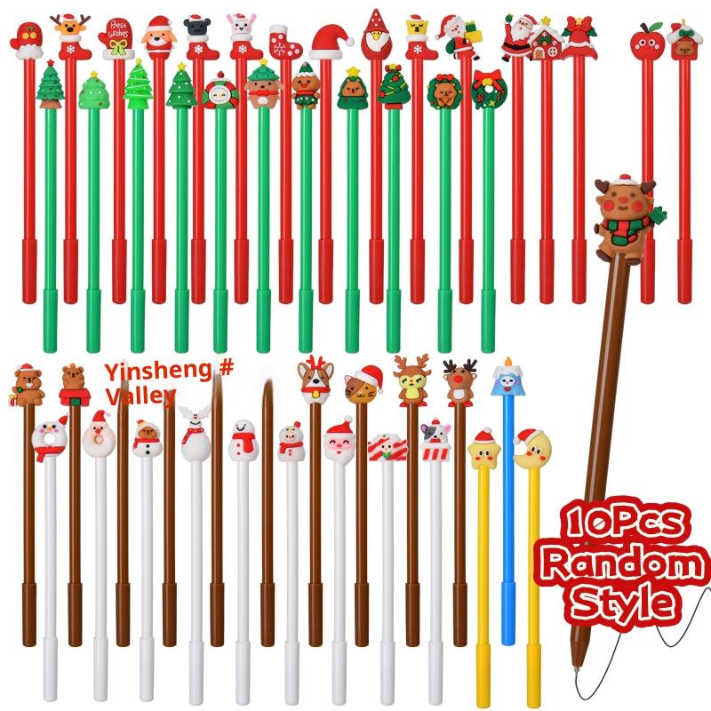 5-30Pcs Mixed Christmas Gel Pen Cartoon Santa Claus Snowman Black Ink Writing Pen Student Stationery Supplies Kids New Year Gift