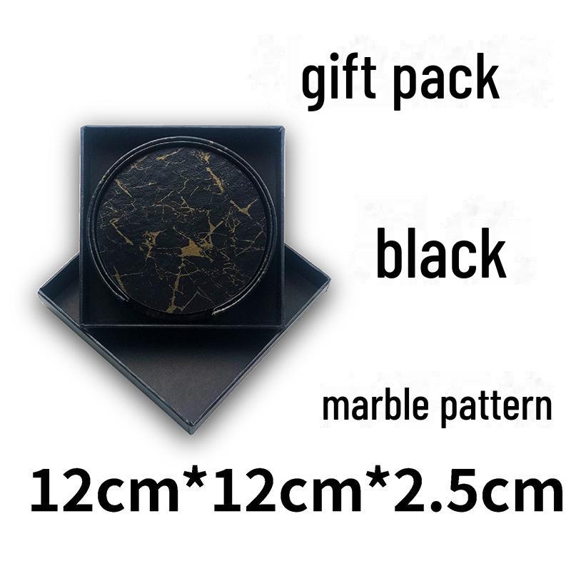 Custom PU Leather Tea Coasters with Hand-Sewn Edges and Insulation Pad, Featuring Your Enterprise Logo.