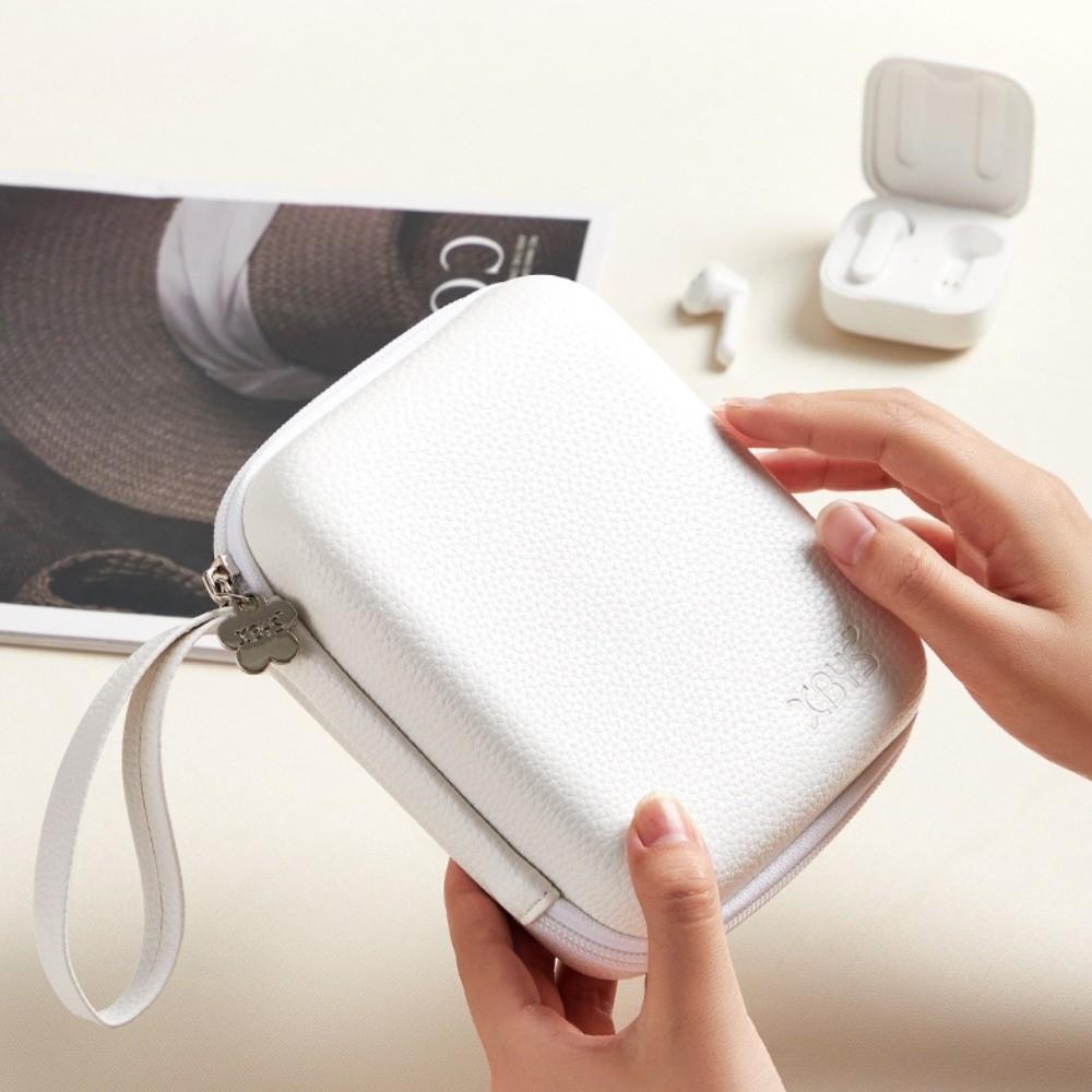 Portable EVA Leather Headphone Bag Shockproof Data Cable Organizer Bag  Electronic Products