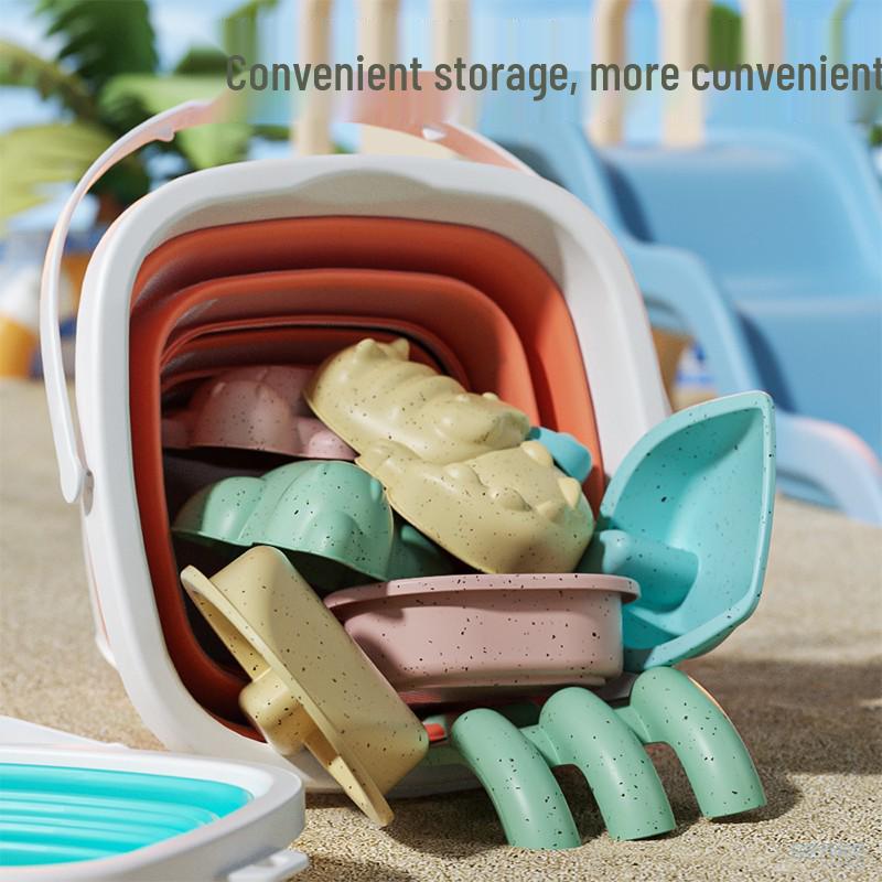 Kids' Beach Toy Set: Shelling Bucket, Folding Water Play Pail, Sand & Soil Digging Tools