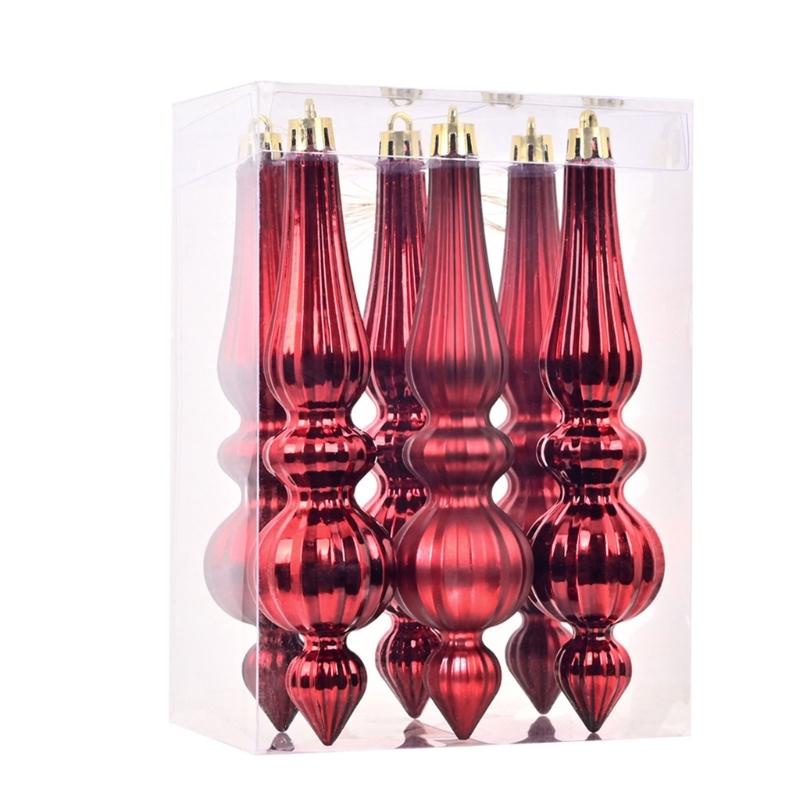 6Pcs Shatterproof Christmas Baubles Metallic Christmas Tree Ball Ornament For Wreath Mantels Winter Holiday Decoration бордовый