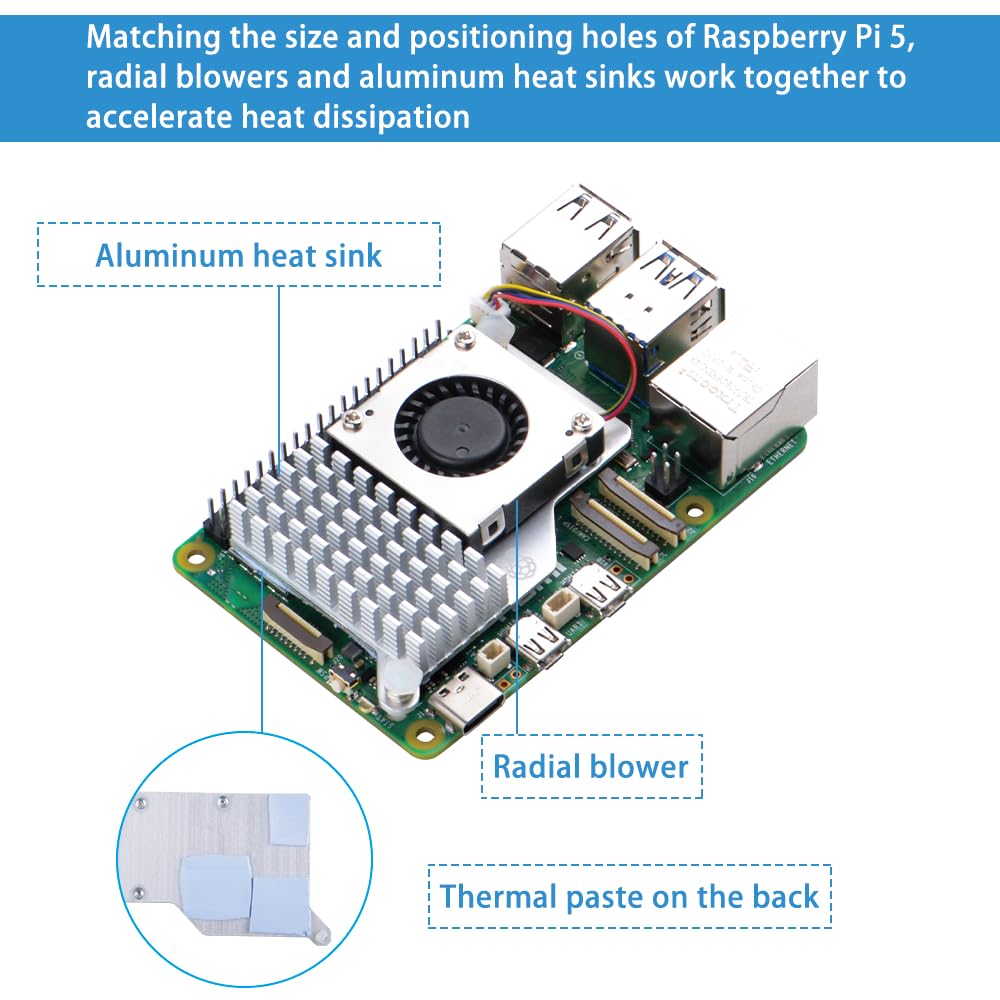 Official GeeekPi Raspberry Pi 5 Active Cooler, Official Pi 5 Active Cooler for Raspberry Pi 5 4GB/8GB, Radiator