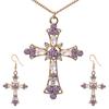 Damen-Schmuckset mit Strass-Intarsien, Kreuz-Anhänger, Kette, Halskette, Haken, Ohrringen