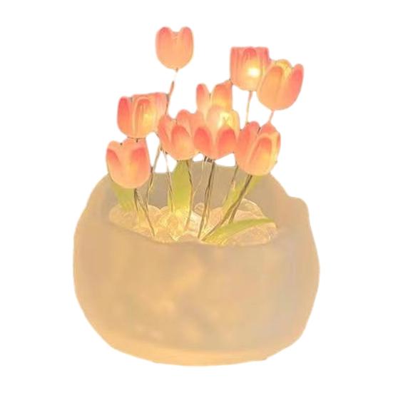 Tulip Night Light Material Pack Handmade Desk Lamp Kit with Warm Light Flower Petal Light String Decoration Romantic Atmosphere Light for Bedroom Car