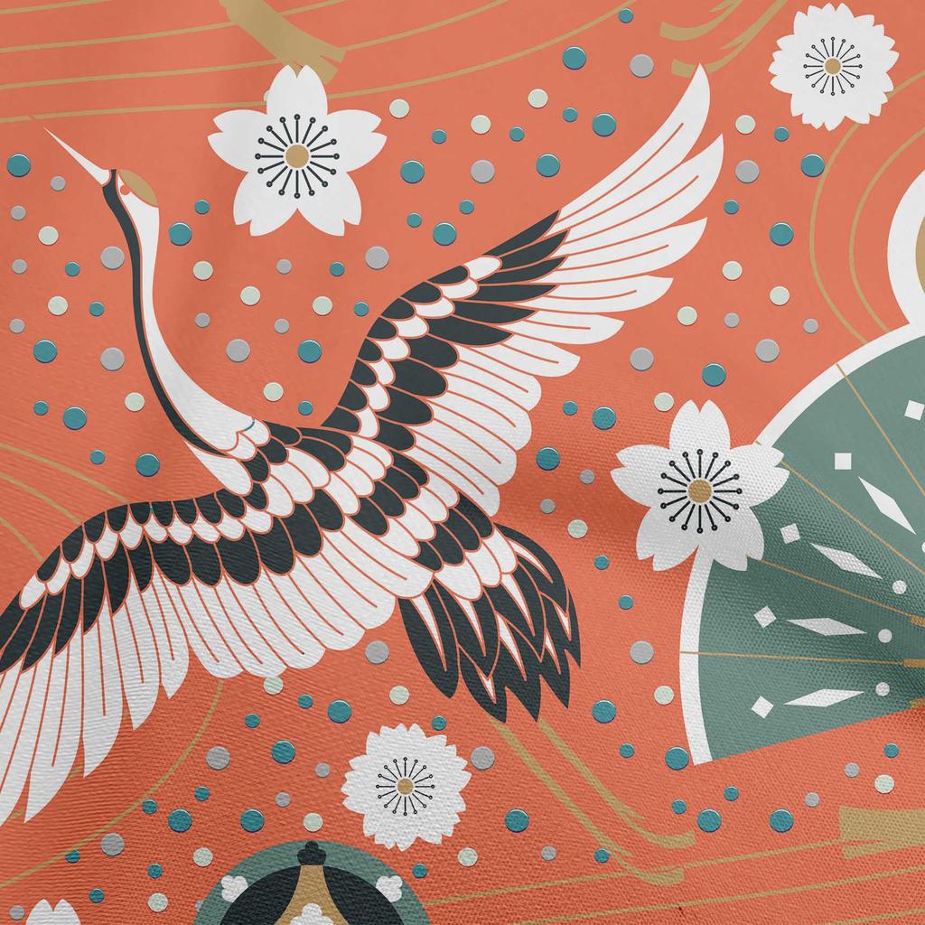 oneOone Cotton Flex Dark Gray Fabric Asian Japanese Pattern Sewing Material Print Fabric By The Yard 40 Inch