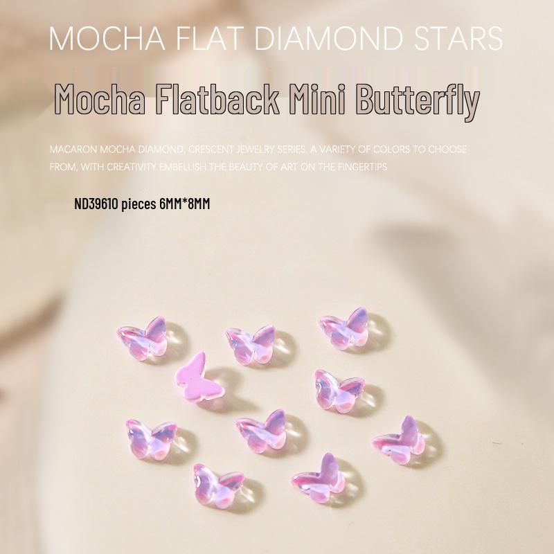 

Мини украшения для ногтей в виде бабочек: Ослепительные мокка и прозрачные стразы с плоской задней стороной, аксессуары для ногтей (10 кусочков)