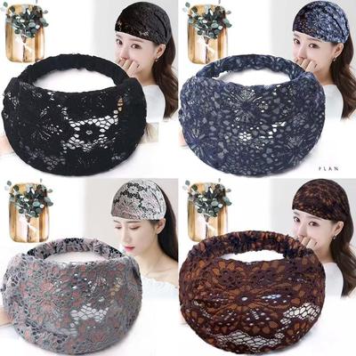 Dünne hohle Spitzen-Stirnbänder für Frauen Sexy Haarschmuck Breite Stirnbänder Mode-Stirnband Stoff-Haarband Wickel-Stirnband Bandanas