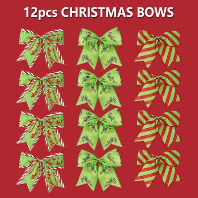 12 PCS Red Green Christmas Bows, 6' Wreath Bows for Tree & Home Decor