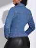 Giacca di jeans elegante da donna, stile europeo e americano, con elastico e design a tinta unita opaca, modello 2026.