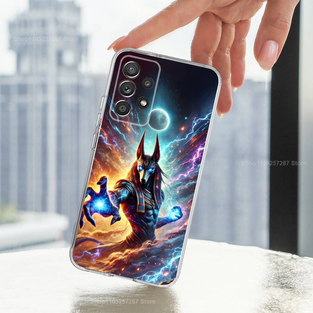 Anubis Gott Ägyptisch Handyhülle Für Samsung Ultra,FE,A30,71,51,S9,10,20,Lite, S22,23,21,PIus,Transparent, Silikon