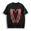 Single AF Skeleton Hands Heart Print Statement Top Pure Cotton T-shirt