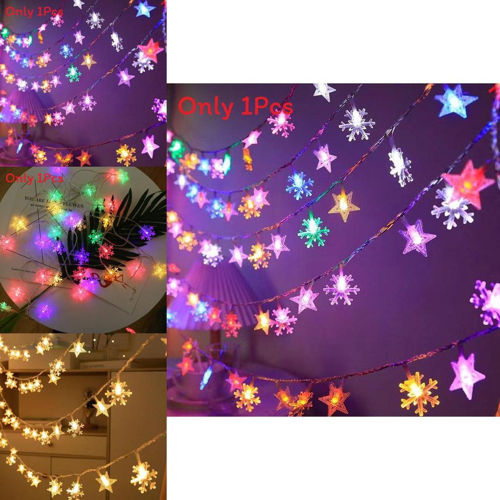 Stars Snowflakes Outdoor Solar Led String Lights Tent Decor For Camping And Party