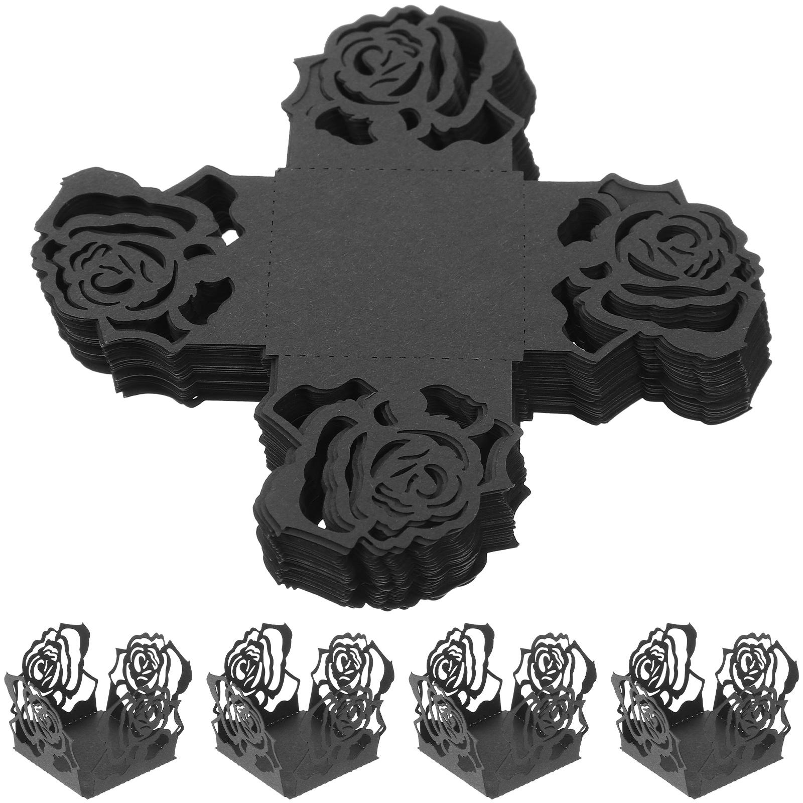 

50pcs Chocolate Packaging Tray Hollow Design Truffle Wrappers For Candy Making Supplies Wedding Party Dessert Decor Kitchen Bar чорний