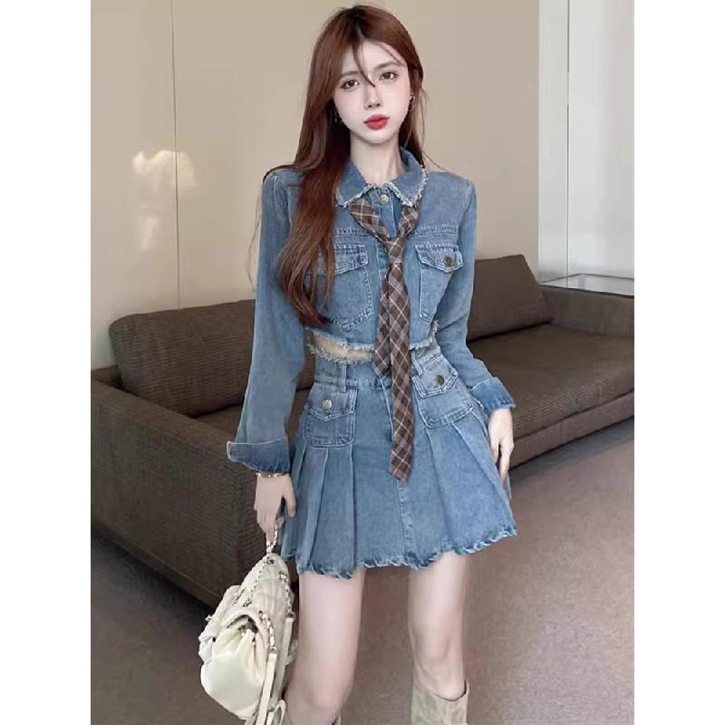 

Ковбойский комплект Spicy Girl, женская летняя полуюбка в стиле ретро, ​​комплект из двух предметов, джинсовая юбка XL