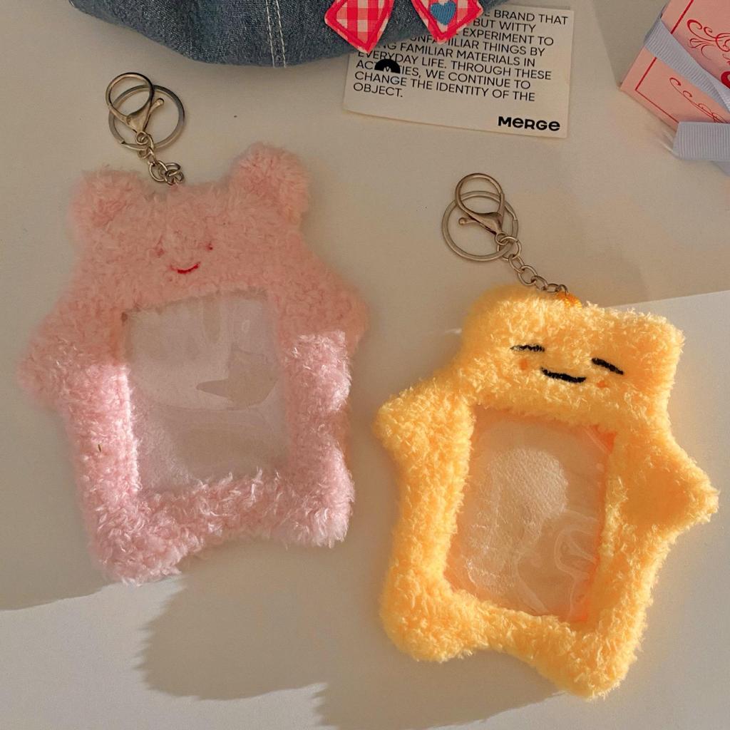 Korean Style Cartoon Cat Plush Card Holder for K-pop Album and Student Photo Cards