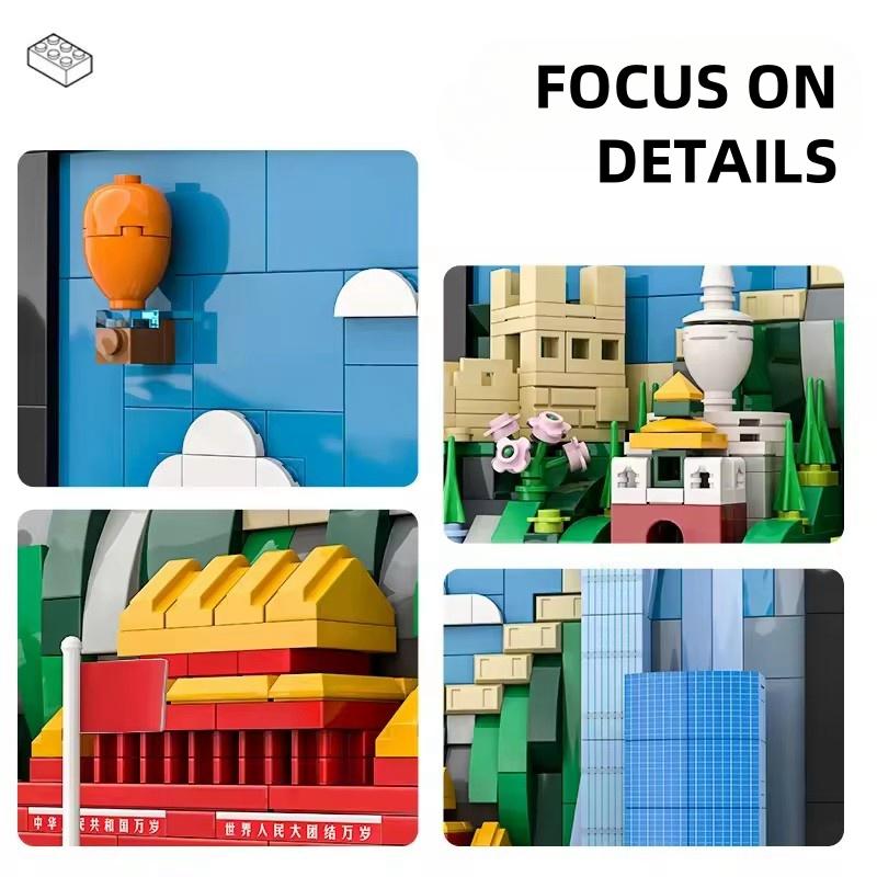 Non-Toxic 579Pcs China Beijing City Building Blocks Postcard Small Particle Hanging Po Decorative Toys For Children Toy Gift 49200