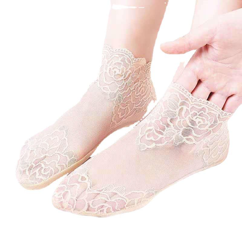 Langsha Women's Trendy Lace Summer Invisible Short Socks